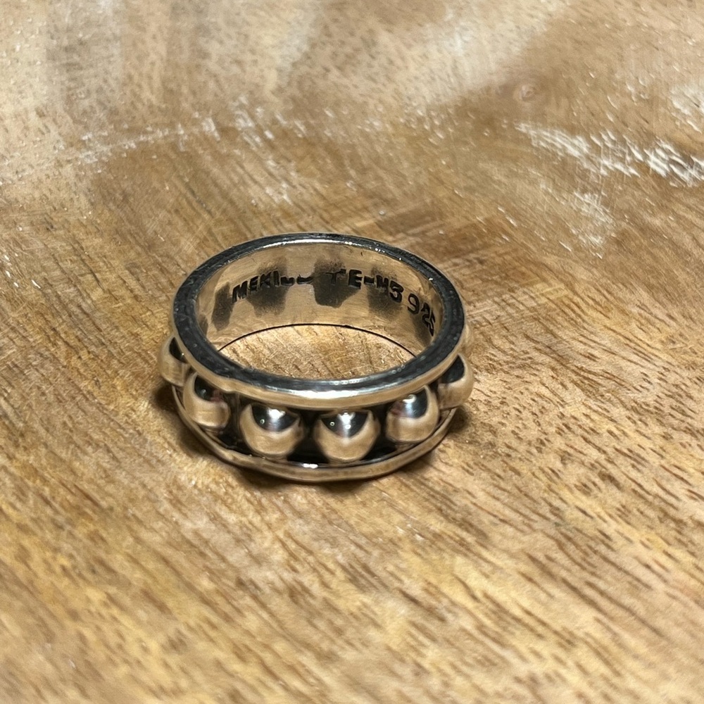 *SOLD* Taxco Mexico 925 Sterling Silver Round Ball Dome Ring - Picture 6 of 13